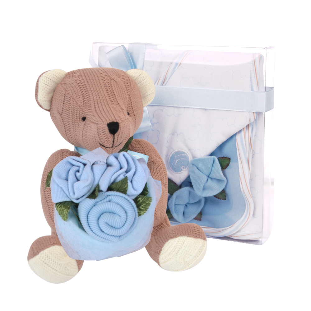 Image of Teddy with Roses Blue